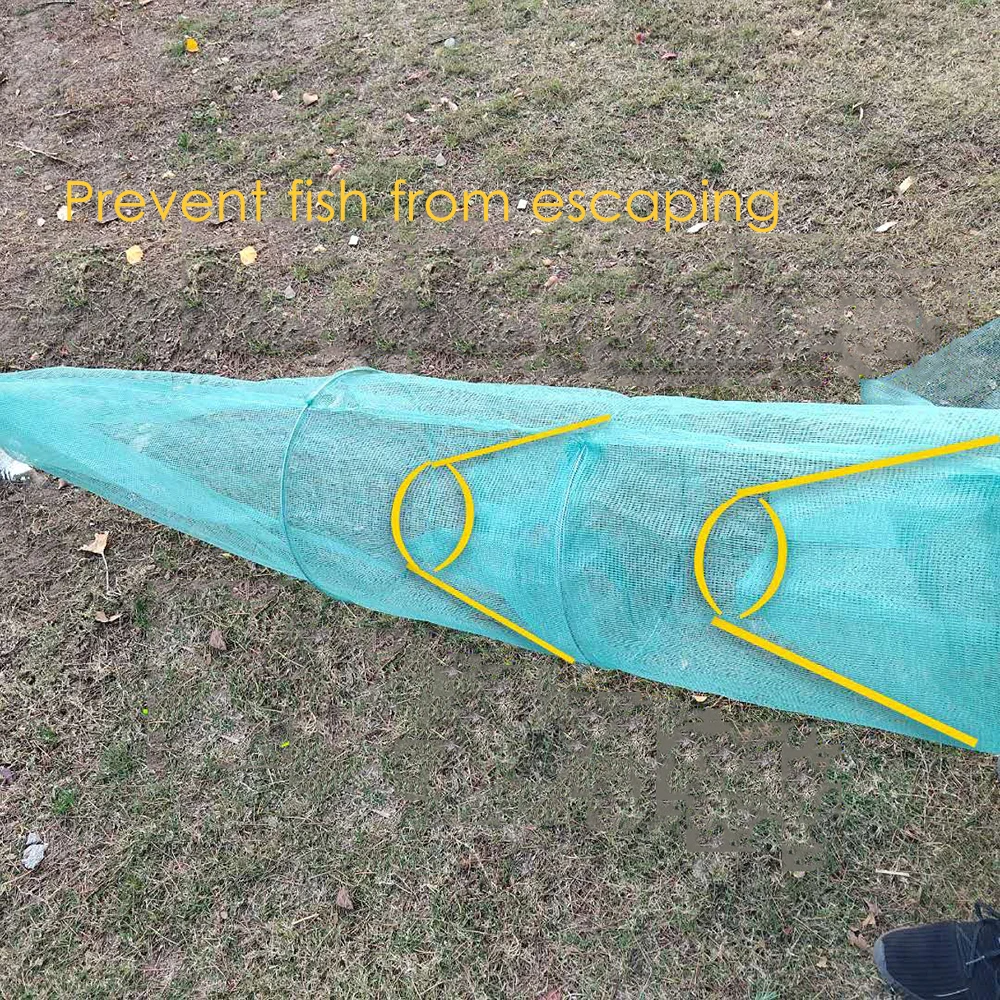 Trampa para peces Lawaia, jaula de malla portátil para camarones y peces, trampa de pesca, red plegable de bloqueo de río, aparejos de red, jaula para peces antiescape - imagen 4