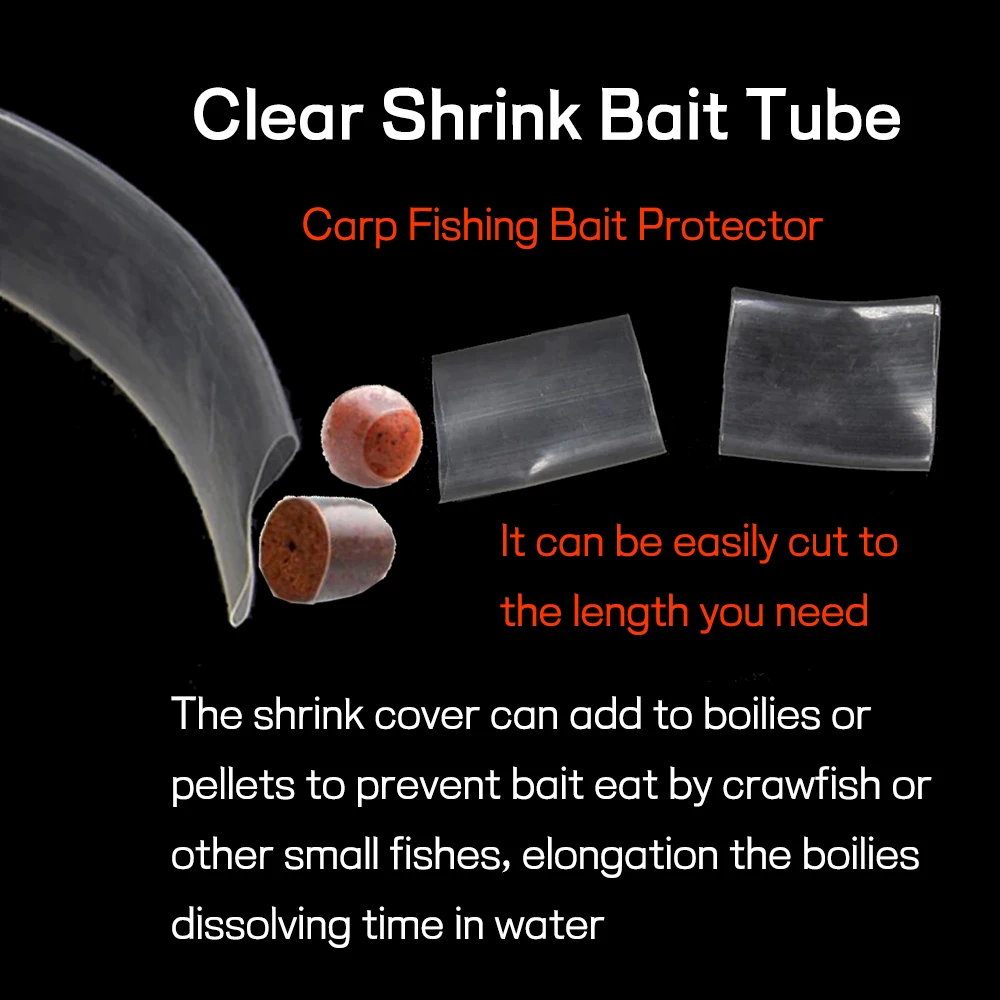 Bimoo-cubierta de cebo de Tubo termorretráctil transparente para pesca de carpa, Protector para bolitas de Boilies, 18mm, 20mm, 25mm, 30mm, 1m por bolsa - imagen 2