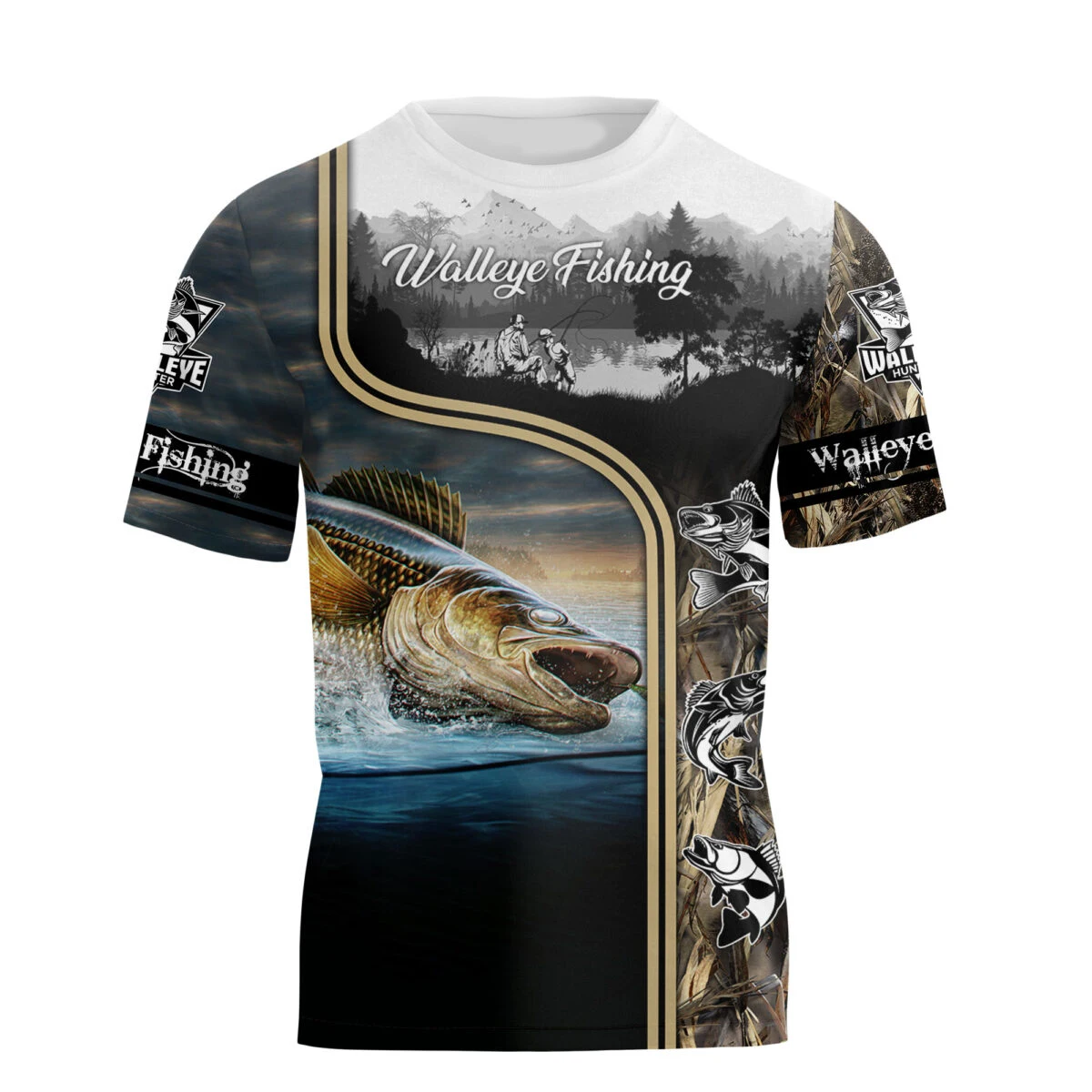Camiseta pesca Walleye 3D impresa manga corta para hombre - imagen 5