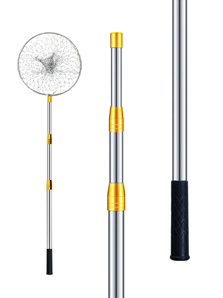 Juego de cañas de red de inmersión de 4,0 m, 3,0 m, 2,5 m, red de pesca de bolsillo, poste retráctil de acero inoxidable, palos telescópicos plegables, aparejos de pesca - imagen 2