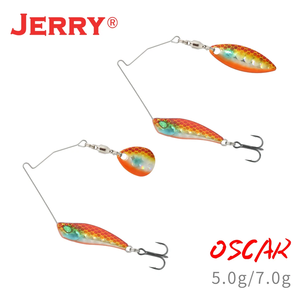 Señuelo giratorio Jerry Oscar Mocro, anzuelo único de Metal, cebo de hoja 5g 7g, Wobbler Artificial, percha, trucha, lubina, anzuelo triple - imagen 2