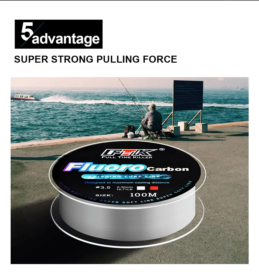 Experimente la emoción de la pesca con nuestra línea de fluorocarbono ultra fuerte diseñada para el rendimiento final y la durabilidad