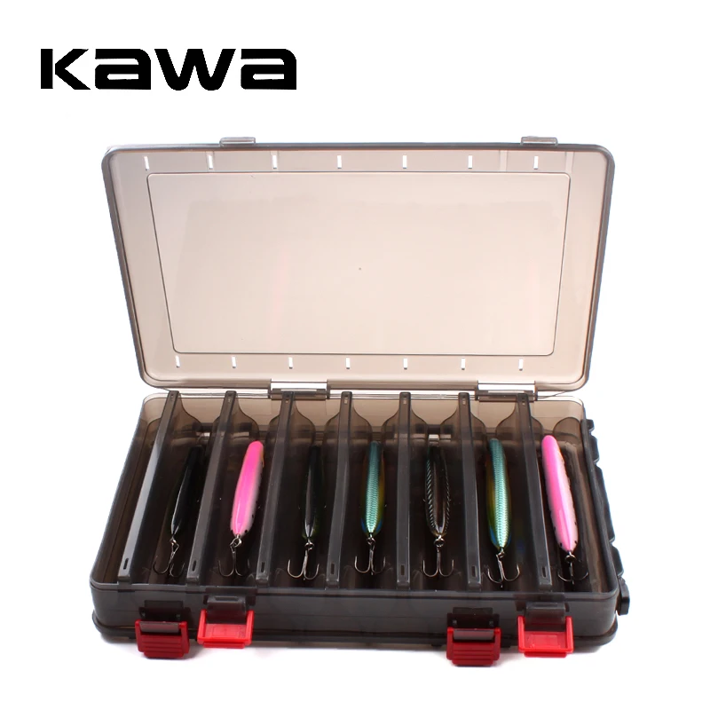 14/10 compartimentos de doble cara, nueva caja de pesca marrón KAWA, caja de plástico Visible transparente de alta resistencia con orificio de drenaje, - imagen 4
