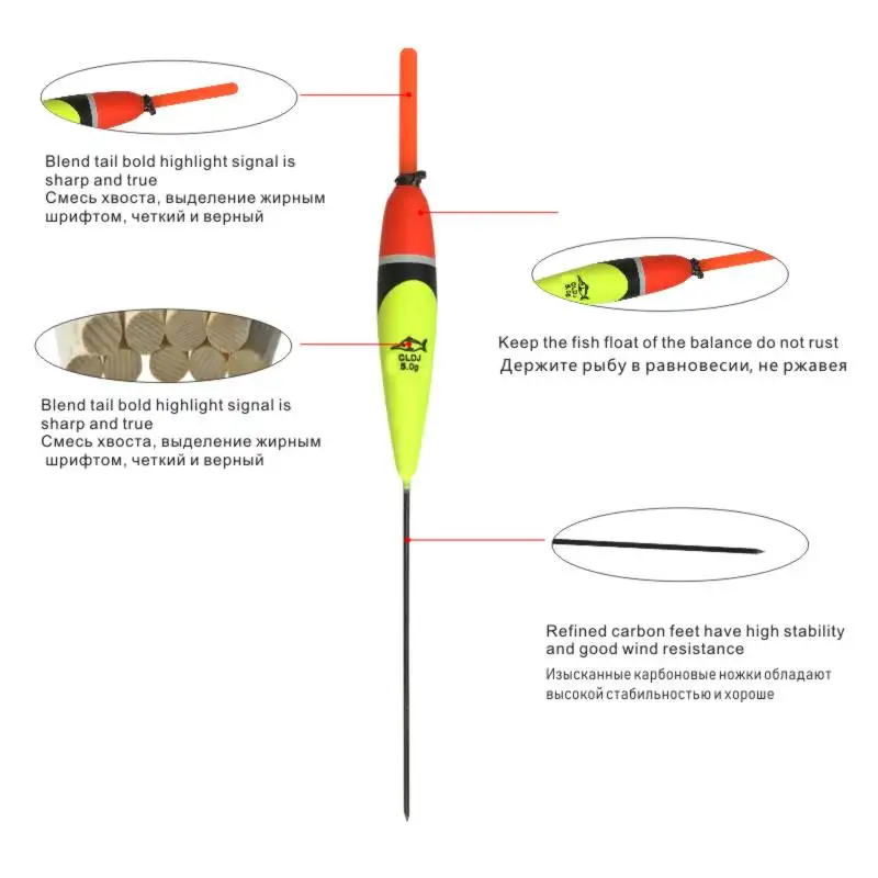 Juego de 10 flotadores de pesca, boya Led brillante, palo Bobber para aparejos de pesca, flotadores verticales de Material EVA para pesca de carpa - imagen 4