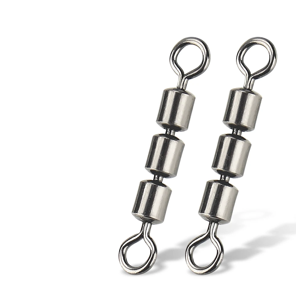 DNDYUJU-conector de barril giratorio Triple de pesca de alta resistencia, 10 piezas, accesorios de aparejos, anillo sólido giratorio anticolisión - imagen 5