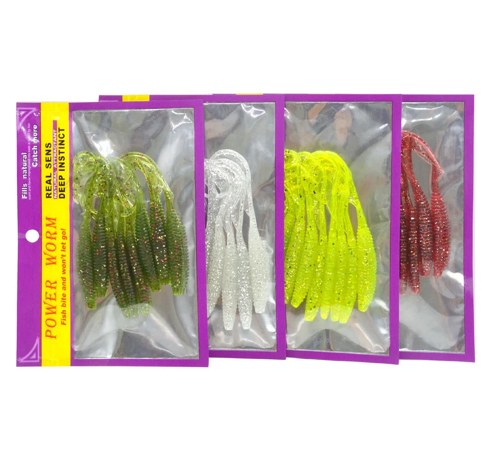 Señuelo de pesca de cola de onda larga, cebo suave de 11cm y 2,8g, señuelos artificiales de gusano de cola única, lote de 8 piezas - imagen 5