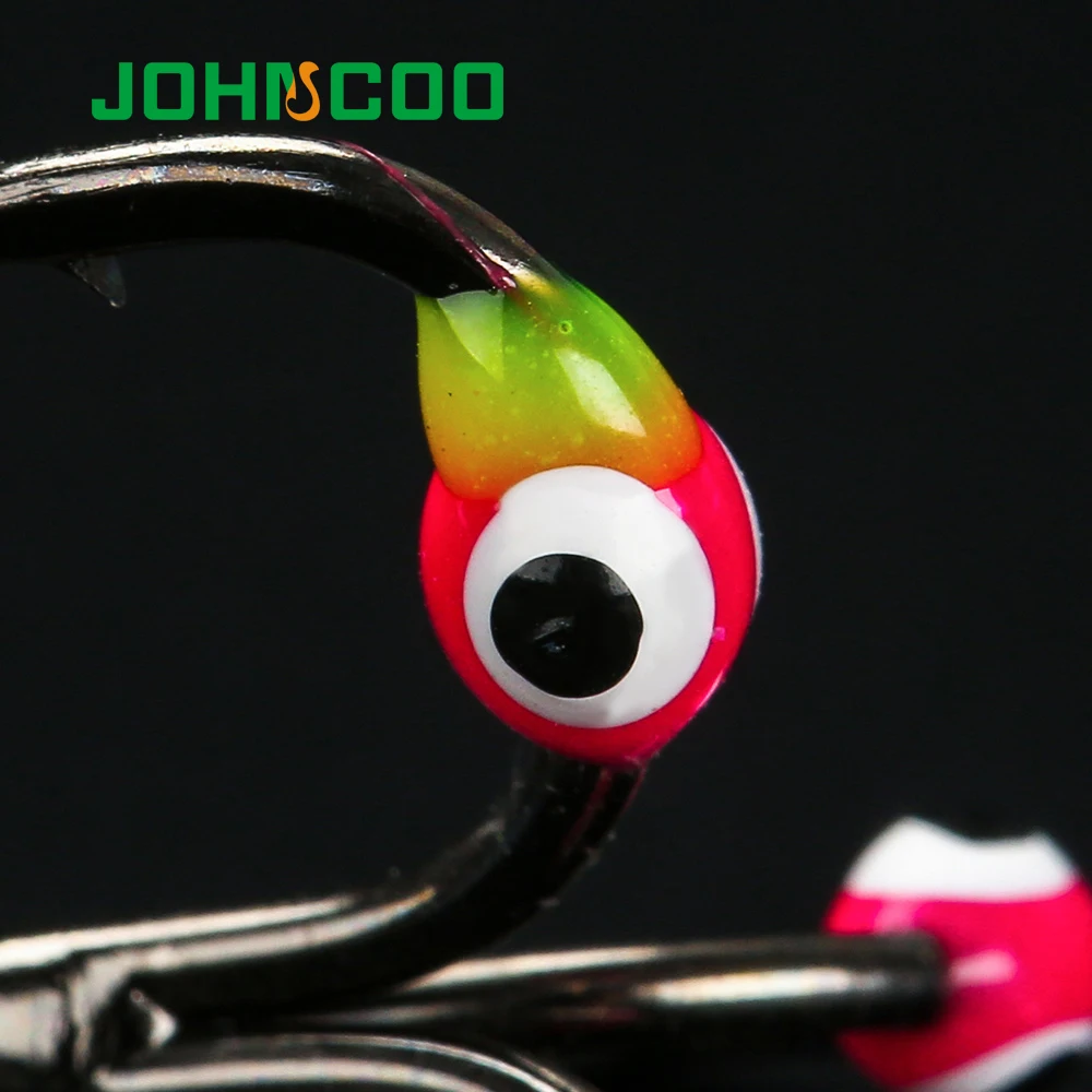 JOHNCOO 5 piezas de señuelo de anzuelo de pesca en hielo de invierno 6 #   8 #   10 #   Gancho triple Gancho afilado de acero rico en carbono - imagen 3