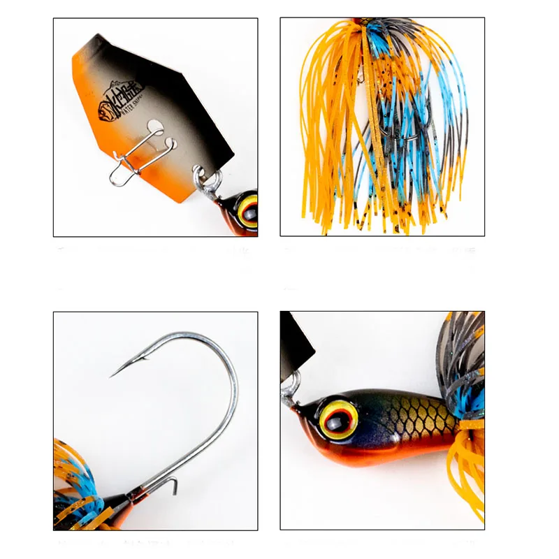 Señuelo de pesca Chatterbait de francotirador de agua, 7g, 10g, 14g, cebos giratorios de cola con falda de goma, plantilla, Lucio, Wobbler para productos de pesca de lubina - imagen 2