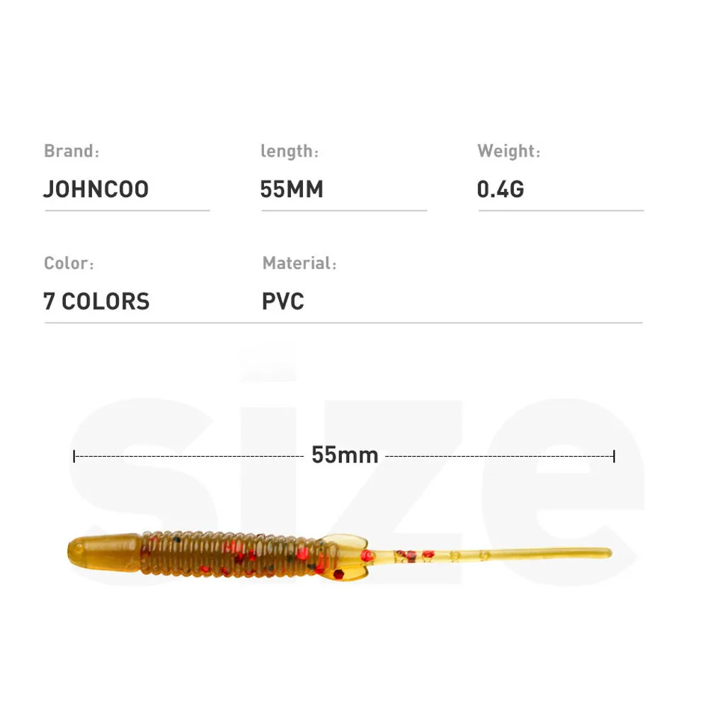 JOHNCOO-señuelo de Pesca de 50 piezas, Swimbait, 55mm, 0,4g, gusano suave, Océano, Roca, lubina, Wobblers, carpa, Peche - imagen 4
