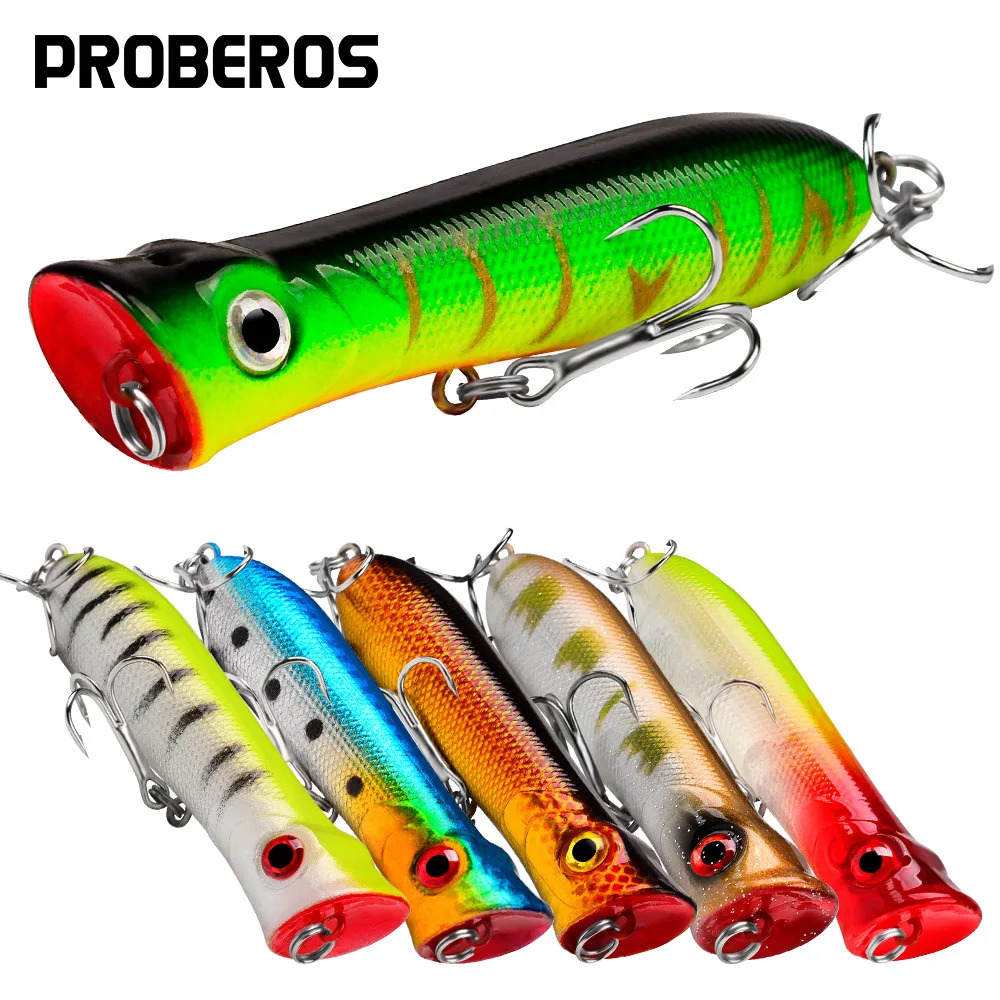 Topwater Popper Pesca en Agua Salada 8cm-12g 6 #   Cebo flotante, cebo duro, Wobblers artificiales, aparejos de pesca de plástico para Striper Pike
