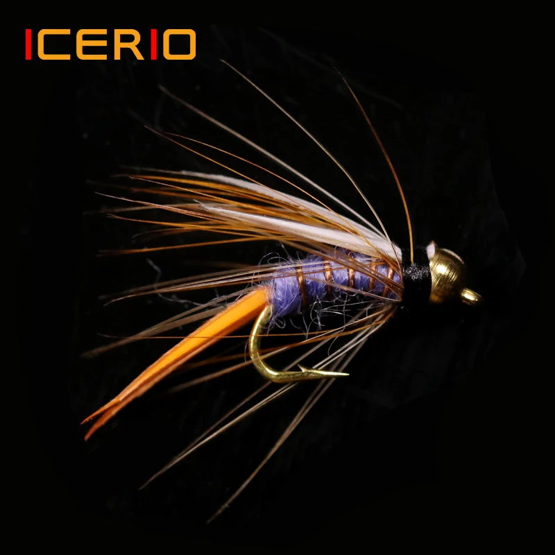 ICERIO-SEÑUELOS DE pesca con mosca, 12 unidades, cabeza de cuentas de latón, príncipe, ninfas, Stonefly, Caddis, trucha - imagen 2