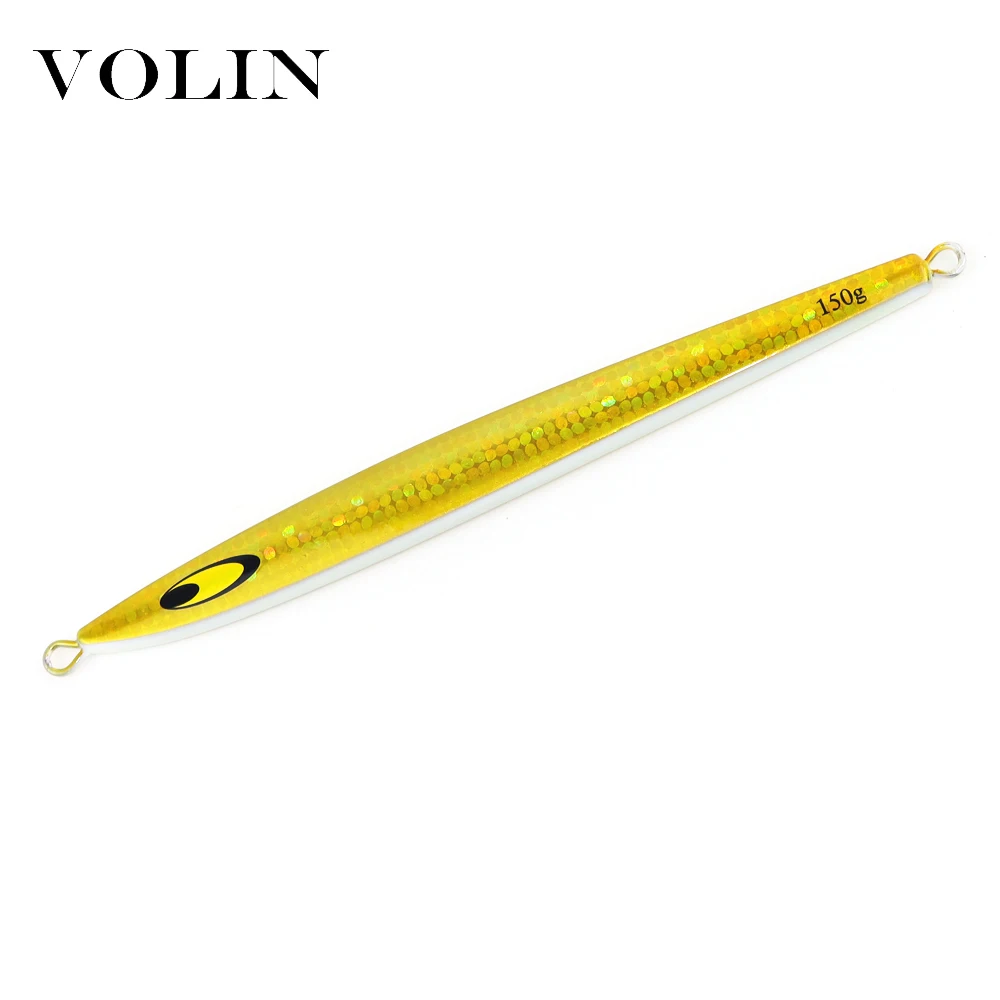 VOLIN-señuelo de pesca Jigging de Metal, 150g de 120g señuelo duro, cebo Artificial luminoso, ojos 3D, lubina, novedad, 1 ud. - imagen 5