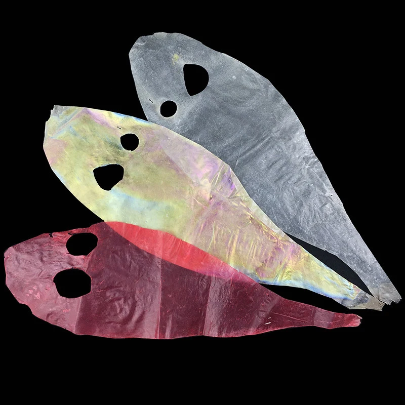 Película de piel de pez Real de varios colores, 3 uds., para hacer moscas de agua salada, cebos de aparejo Sabiki, cubierta corporal para camarones