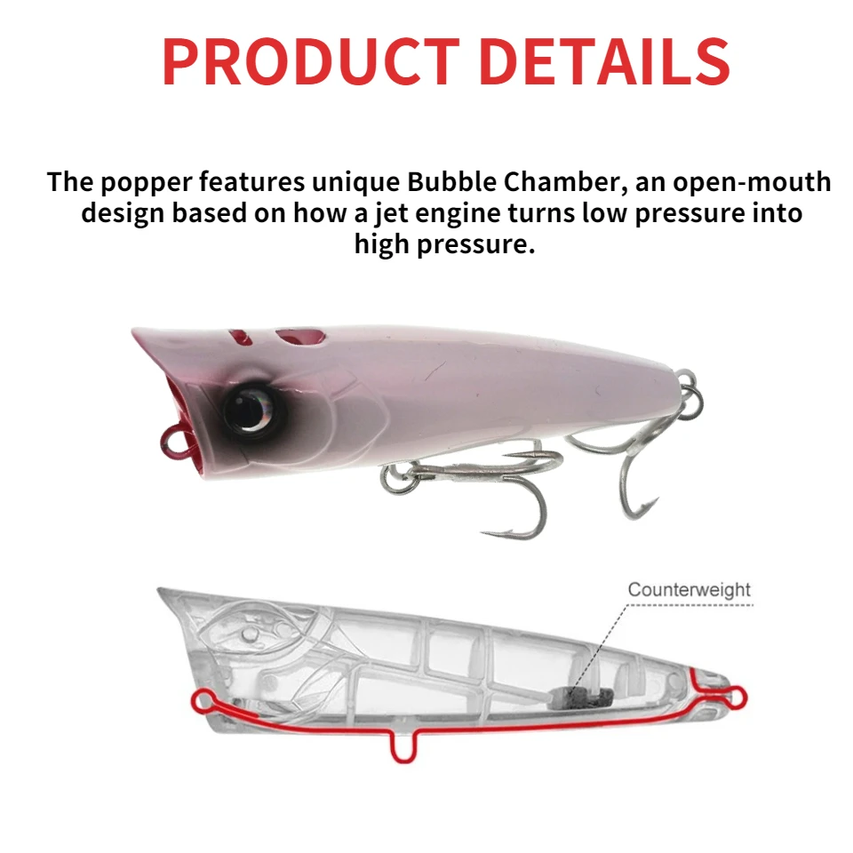 Señuelo de Pesca de Mar, anzuelos afilados, gran Popper, Wobblers, 9,5 cm, 22g, aparejos de lubina flotante superior, cebo duro, piscardo de fundición larga - imagen 3
