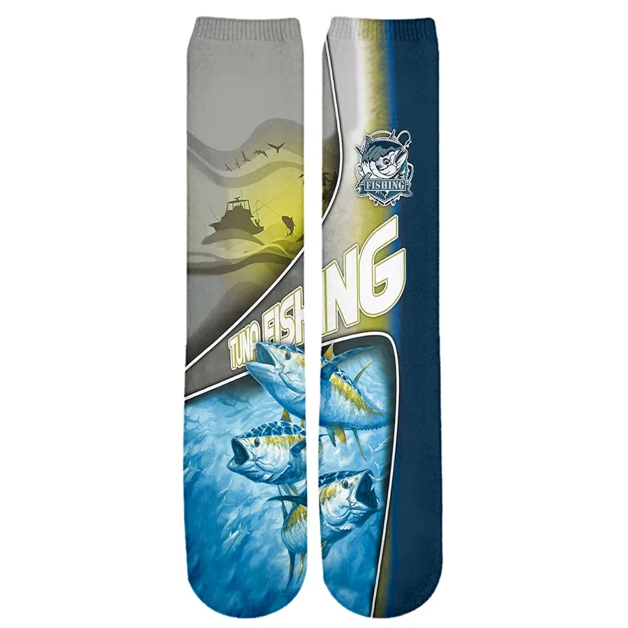 PLstar Cosmos marca calcetines Envío Directo 2021 nueva moda calcetines para hombre Cool atún pesca 3D impreso Unisex Casual hasta la rodilla calcetín - imagen 4