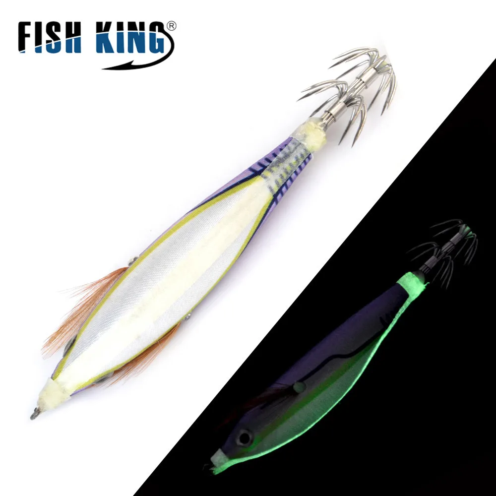 FISH KING-señuelo de Pesca de Mar luminoso, cebo duro Artificial, anzuelo de calamar, accesorios de pesca, 10g - imagen 4