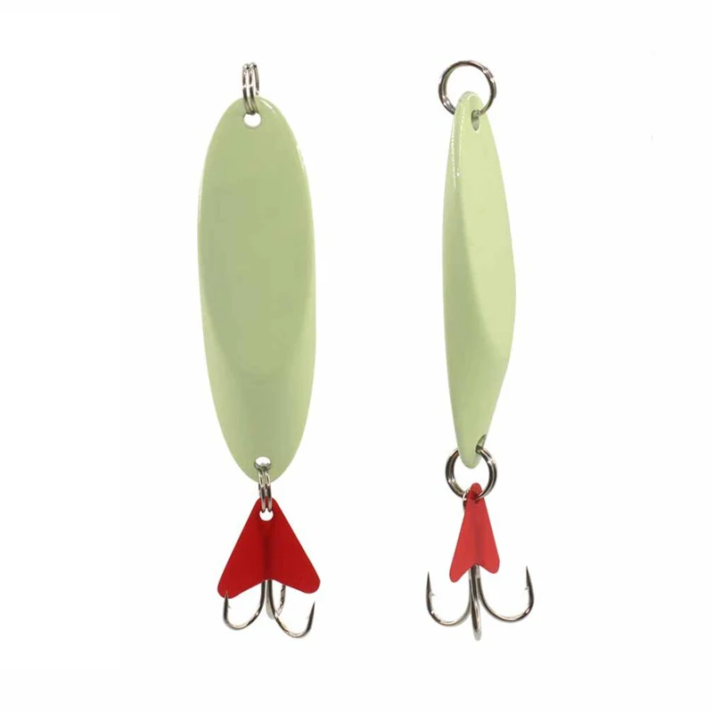 Señuelo luminoso de Metal para pesca Jigging, cuchara de fundición de cebo con anzuelos triples, aparejos para pesca de trucha y lubina, 7 Uds. - imagen 4