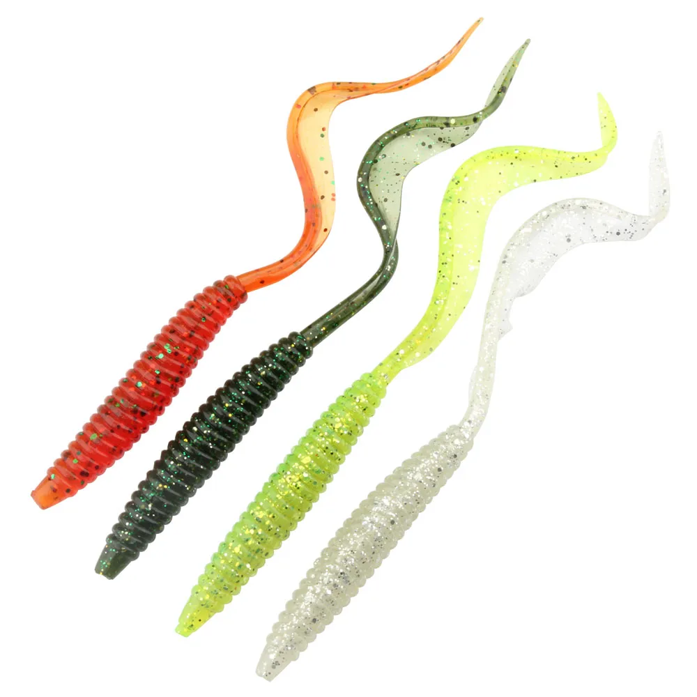 Spinpoler 18cm 13cm señuelo suave cebos de gusano cola larga Flexible 4 colores gusanos de tierra de silicona señuelo de pesca realista 5 unids/pack - imagen 4