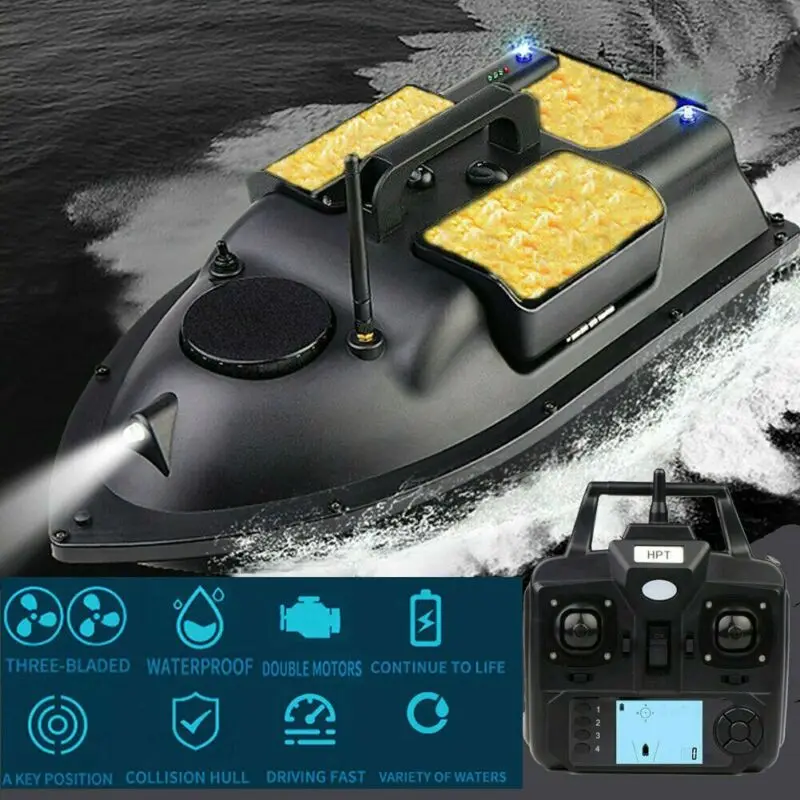 VERY100-barco de cebo de pesca inalámbrico con GPS, 3 tolvas, anzuelo de pesca de carpa, buscador de peces con Sensor Sónar, bolso, batería, 500M - imagen 3