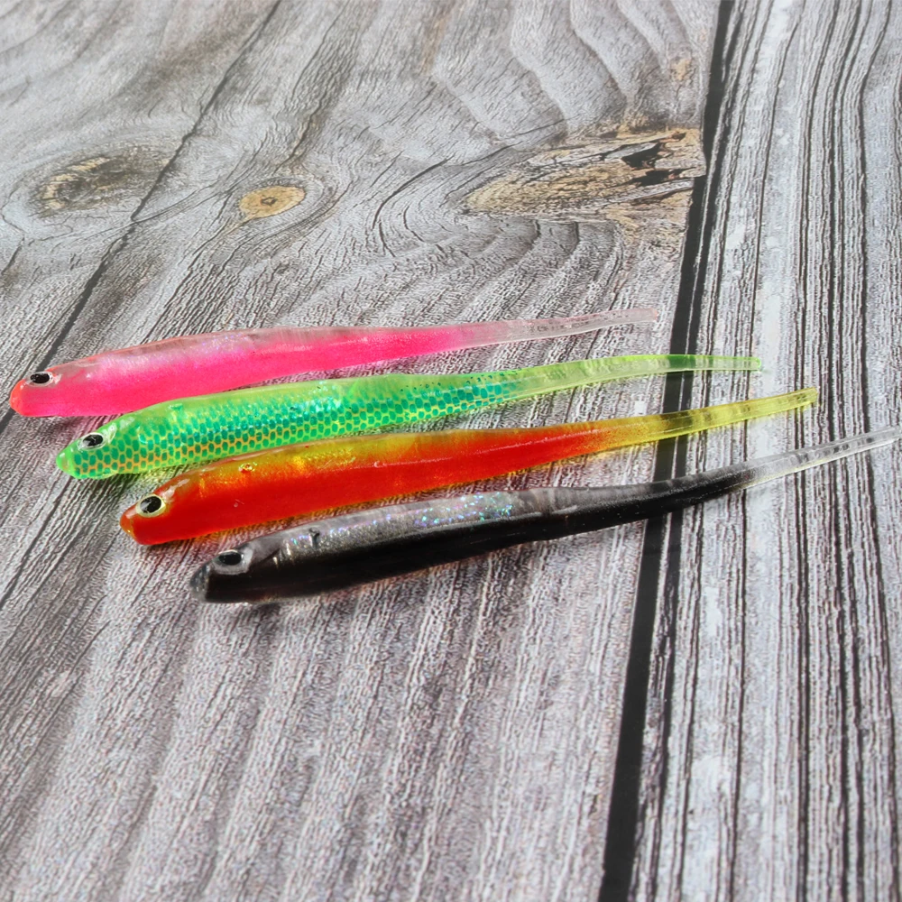 JOHNCOO-SEÑUELOS blandos de pesca, cebo Artificial de 1,7g, 2,2g, 2,6g, 5,2g, cola en T, Wobblers blandos de silicona, gusano de sábalo, señuelo de lubina, 6 uds. - imagen 4
