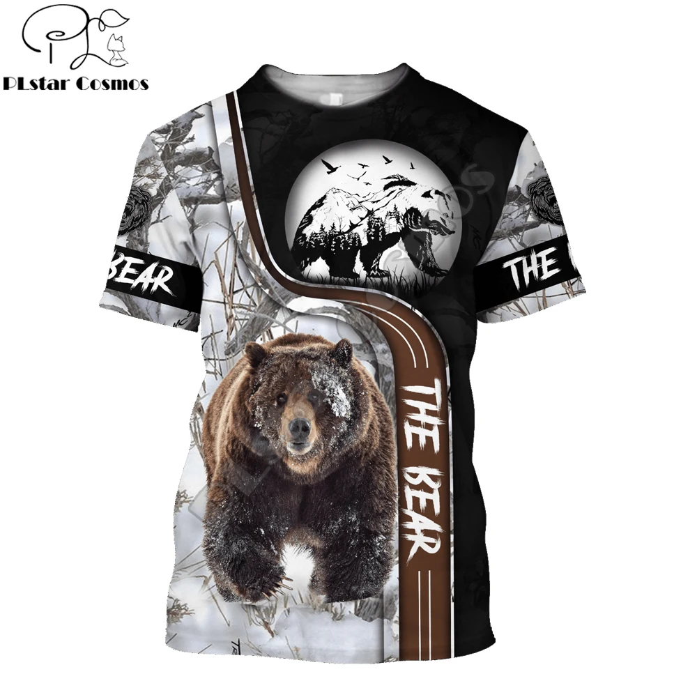 Camiseta pesca manga corta con estampado 3D oso