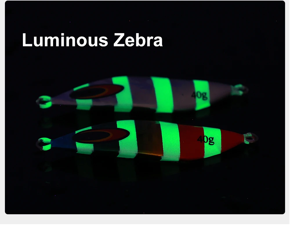 Luminosos señuelos de pesca de cebra para pesca nocturna