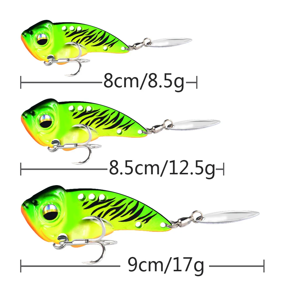 Señuelos de Pesca con forma de cuchara giratoria, cebos duros de lentejuelas artificiales, aparejos de Pesca, Metal VIB, 8,5g, 12,5g, 17g, 1 Uds. - imagen 3