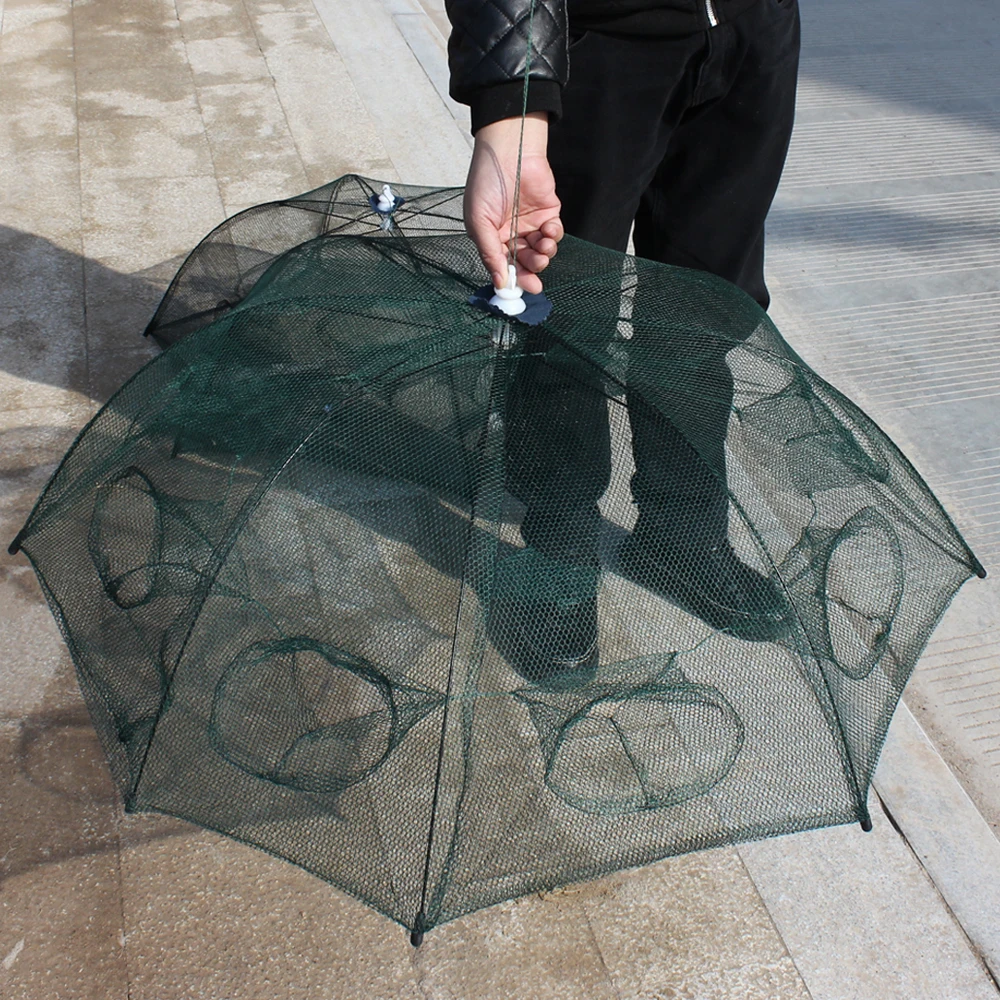 FISH KING-red de pesca portátil con 8/9 agujeros, jaula de nailon para camarones, trampa plegable para peces, red de pesca automática para exteriores - imagen 2