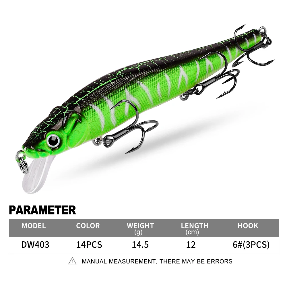 PROBEROS-SEÑUELOS DE PESCA DE pececillos flotantes, cebos artificiales duros de fundición larga, Wobblers, Swimbaits, 12cm-14,5g, 6 uds. - imagen 3