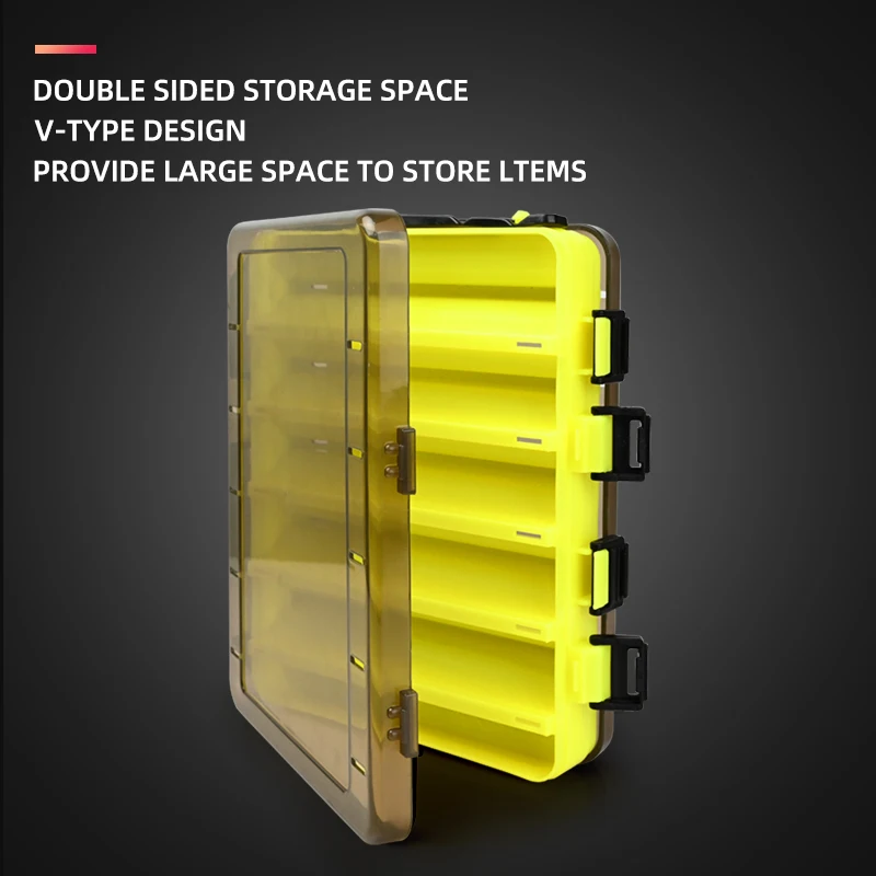 MEREDITH Caja de aparejos de caja pesca de 12 y 14 compartimentos, caja de almacenamiento de anzuelos de cebo, accesorios de pesca, caja de almacenamiento de plástico cajas de almacenamiento - imagen 4