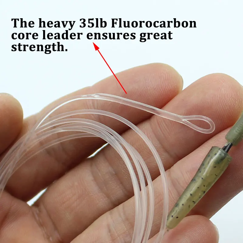 Línea de pesca de carpa de fluorocarbono, 100CM, con aparejos de pesca, Clip QC Hybird, líder de bucle fundido, sin núcleo de plomo - imagen 2