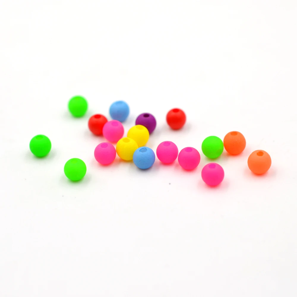 MNFT 100 Uds 4mm 5mm 6mm cuentas de pesca flotantes redondas de plástico duro cuentas de pesca de colores mezclados aparejos de Material para atado de moscas - imagen 4
