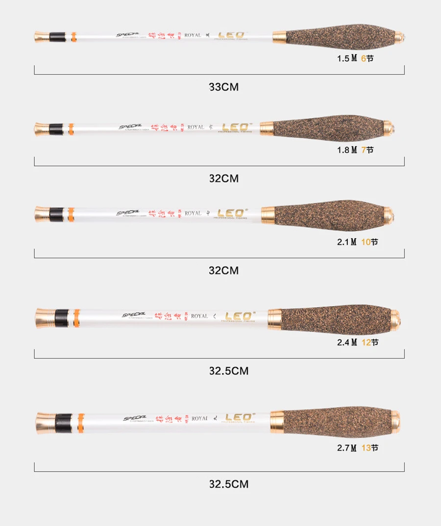 Caña de pescar de bolsillo portátil ultraligera, superdura, 1,5/1,8/2,1/2,4/2,7 M, de fundición de carbono, telescópica - imagen 2