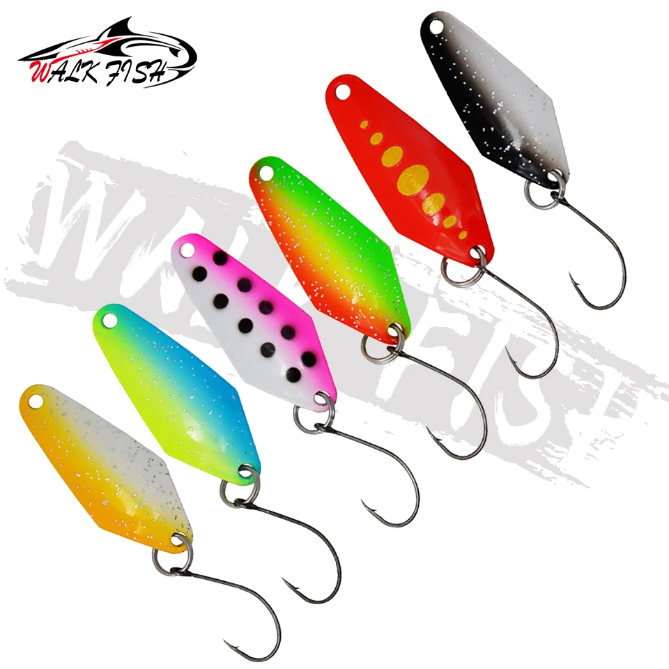 WALK FISH mezcla de colores 2g 2,3g 3g 5g señuelo cuchara de Pesca cebo de natación Isca Artificial señuelo de trucha Pesca Leurre Truite cucharas - imagen 2