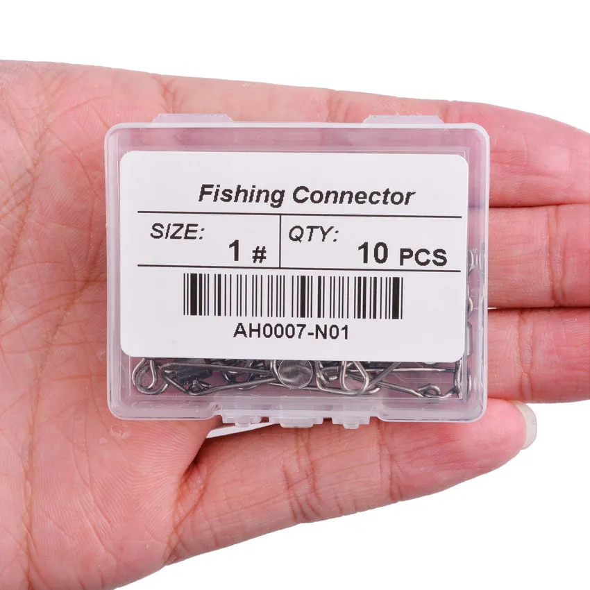 10 piezas 12 # -2/0 #   Conector de pesca de acero inoxidable, rodamiento de Pin, ganchos giratorios, accesorios para cajas de aparejos de pesca - imagen 5