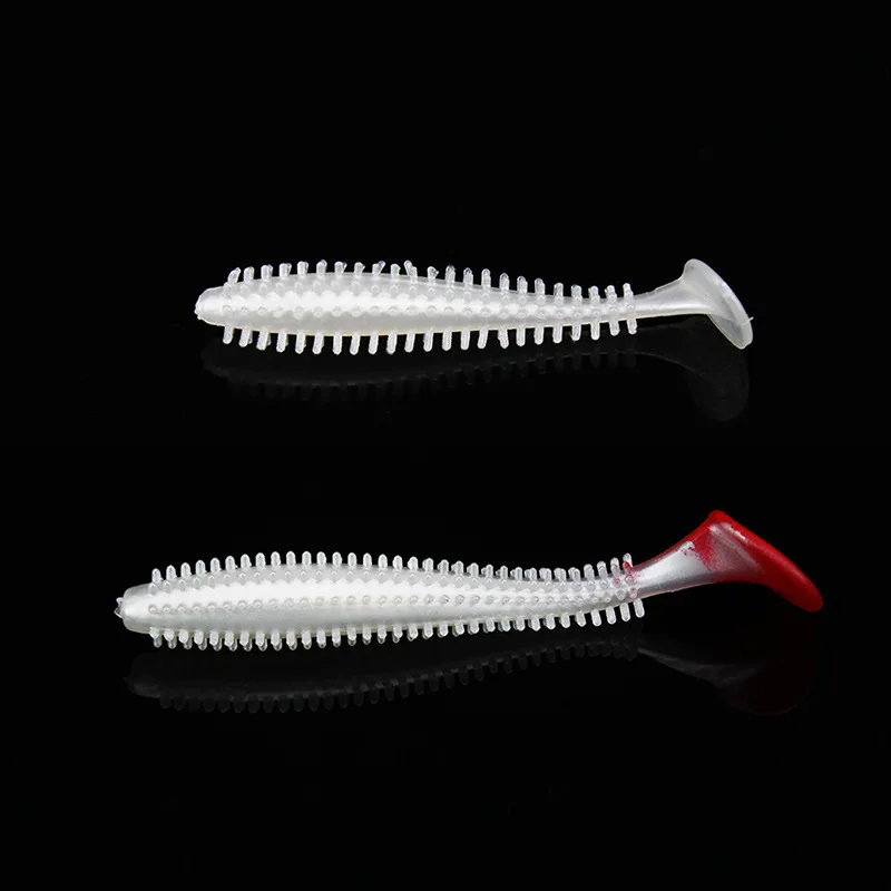 낚시 소프트 루어 미끼 T-꼬리 단일 꼬리 그럽 6cm/1g 9cm/4g 웜 글로우 물고기 액세서리 로트 5개 - imagen 5