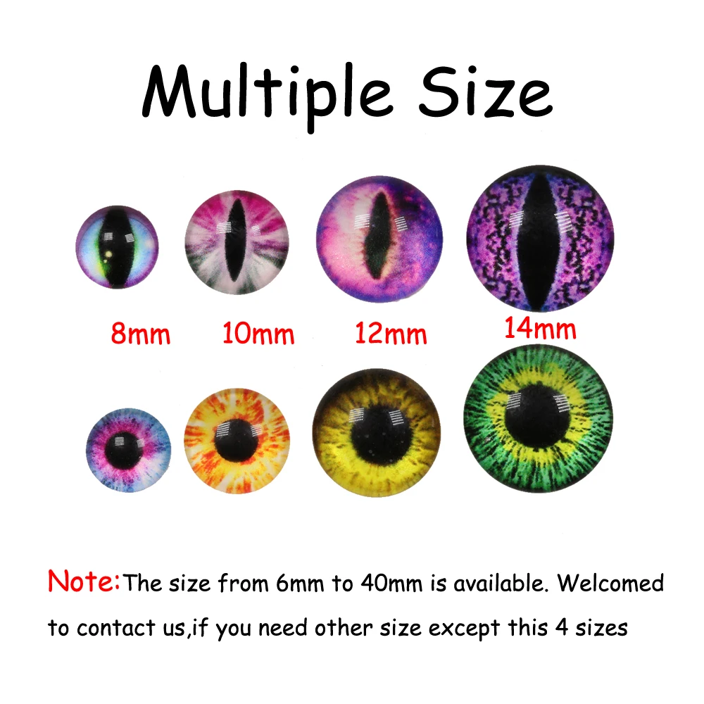 Elllv 100 Uds 50 pares 8mm-14mm pesca en el mar Jig Head señuelo ojos cabujón de cristal ojos multicolor DIY accesorio para juguetes joyería - imagen 3