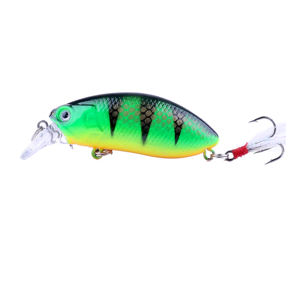Crankbait de buceo con ganchos de plumas, cebo de manivela duro Artificial, 10 colores, Wobblers, aparejos de pesca, 6CM, 9,5G, 1 ud./10 Uds. - imagen 5
