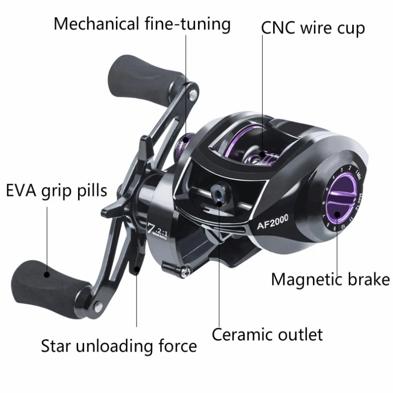 Super largo alcance dos secciones de fuerte freno magnético carrete dos secciones ligero 8KG de fuerza/Derecho de carrete de la pesca - imagen 3