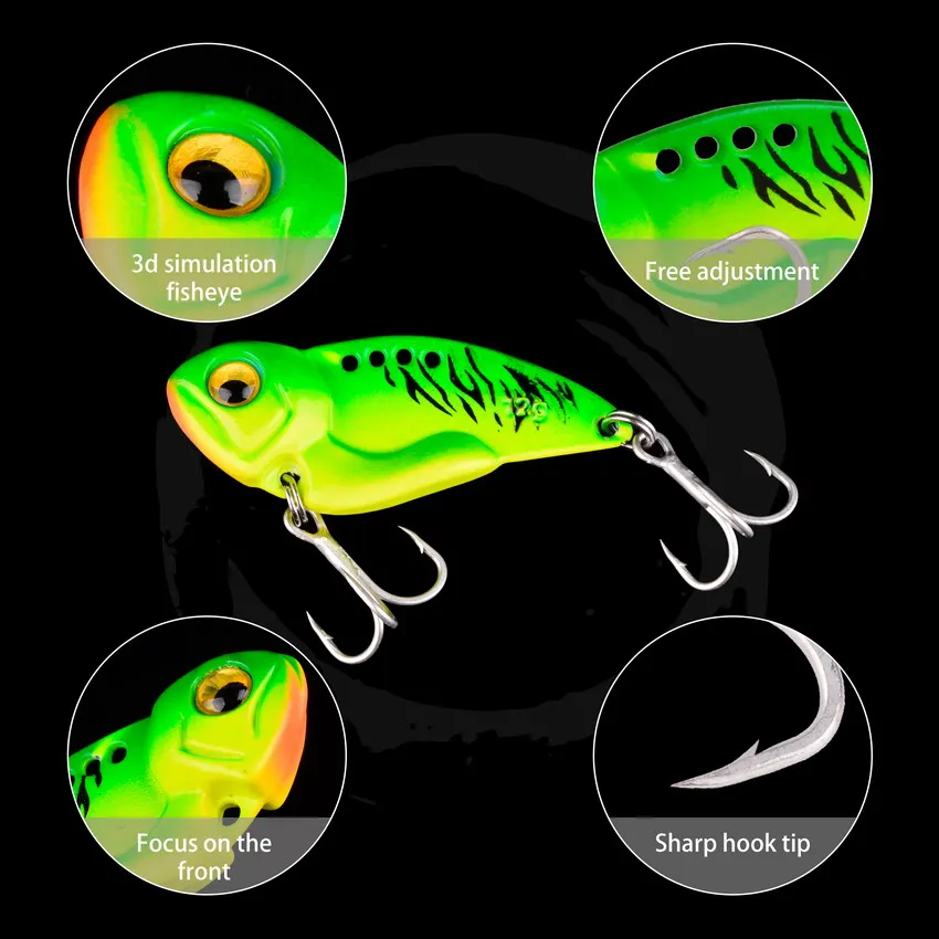 Señuelo de pesca con cuchara VIB, cebo giratorio de Metal de 5g, 10g, 14g, Crankbait, cebo duro Artificial para lubina, aparejos de pesca Cicada VIB, 6 uds. - imagen 5