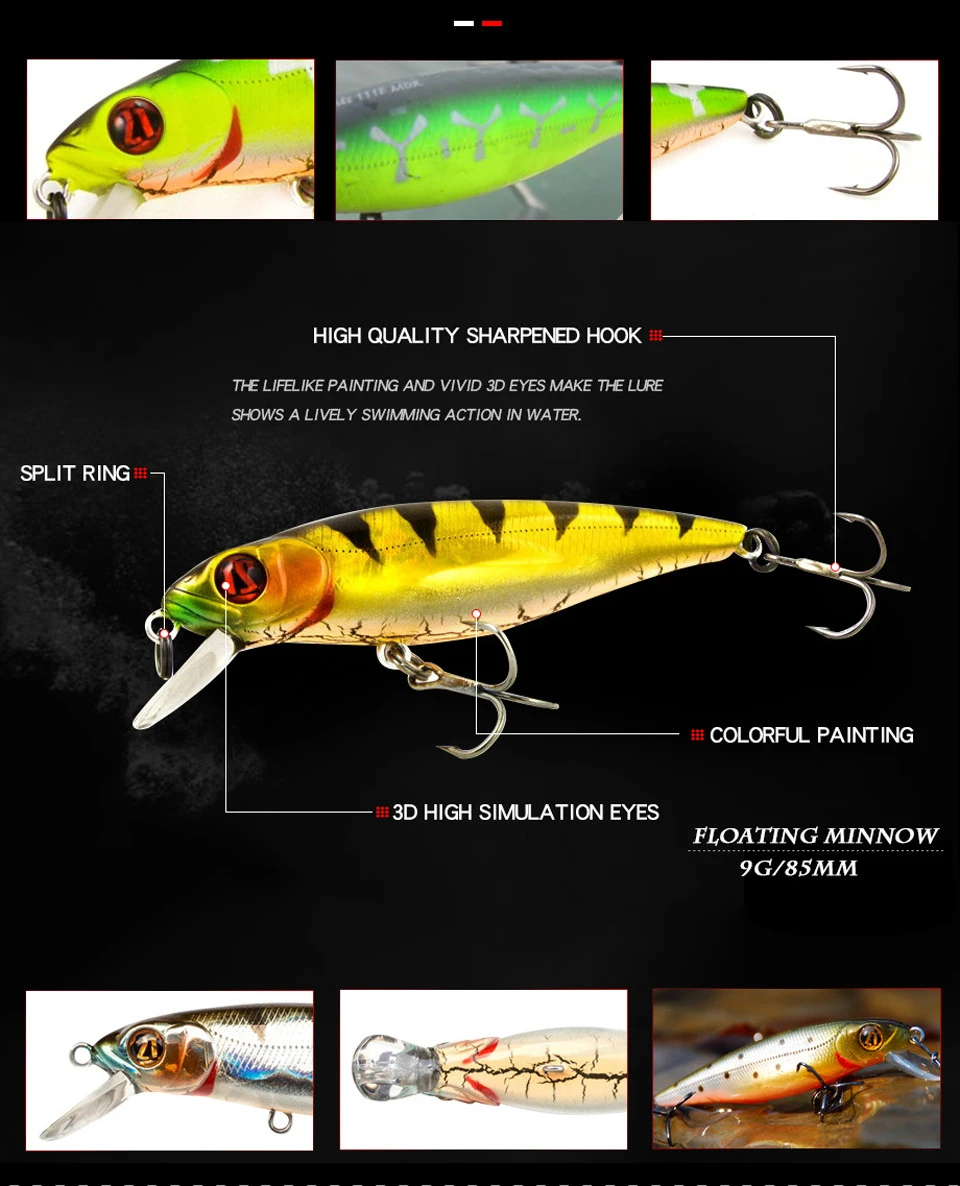 Señuelo de Pesca de pececillos, cebo Artificial duro de 8,5 cm, 9g, Wobbler, Jerkbait, Crankbait, aparejos de Pesca de agua salada, 1 unidad - imagen 4