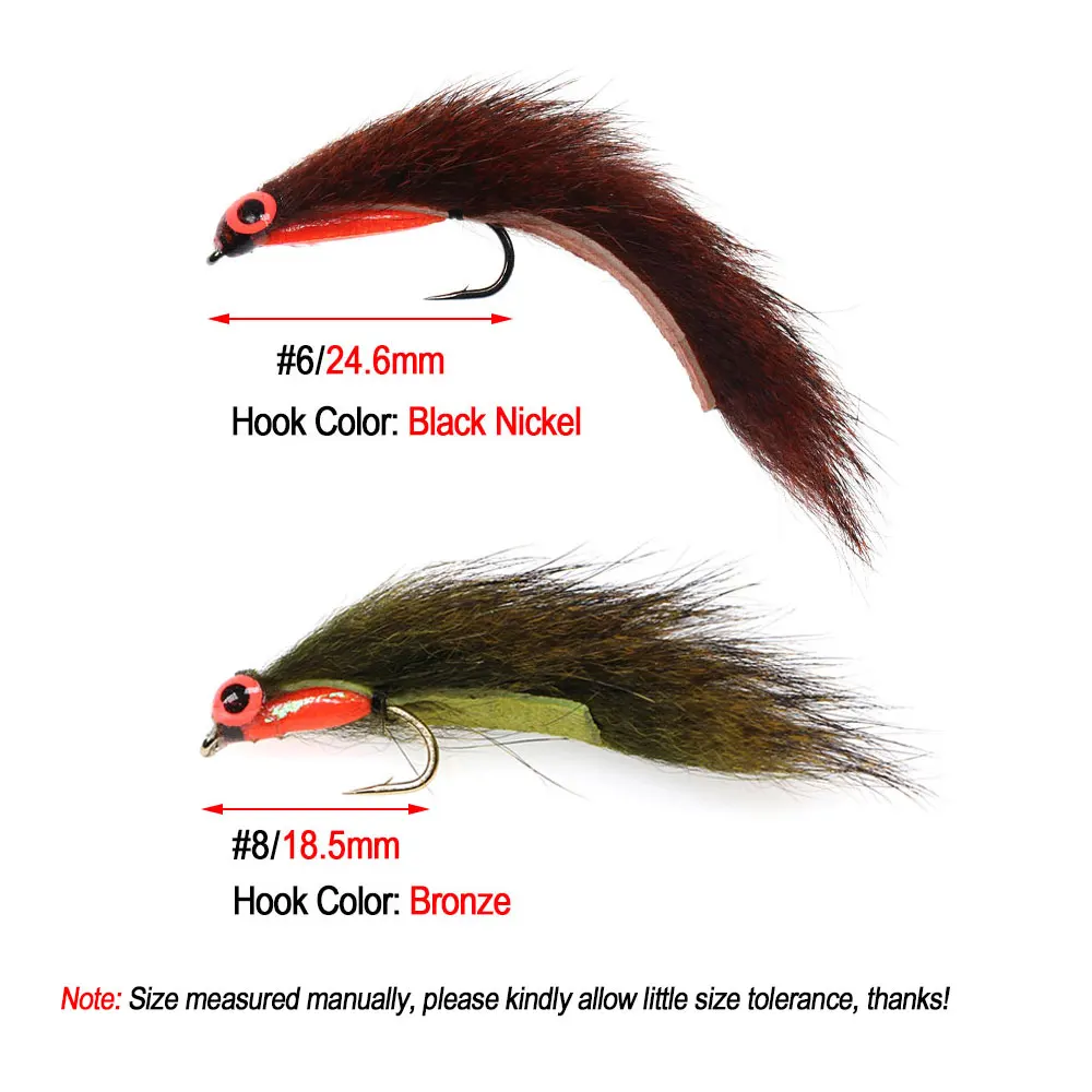 ICERIO-señuelo de pesca luminoso UV 3D, ojos de pez, ardilla de pino, Zonker, tira de mosca, Streamer, mosca para salmón, trucha, Steelhead, 6 #8 #, 2 ~ 4 piezas - imagen 3