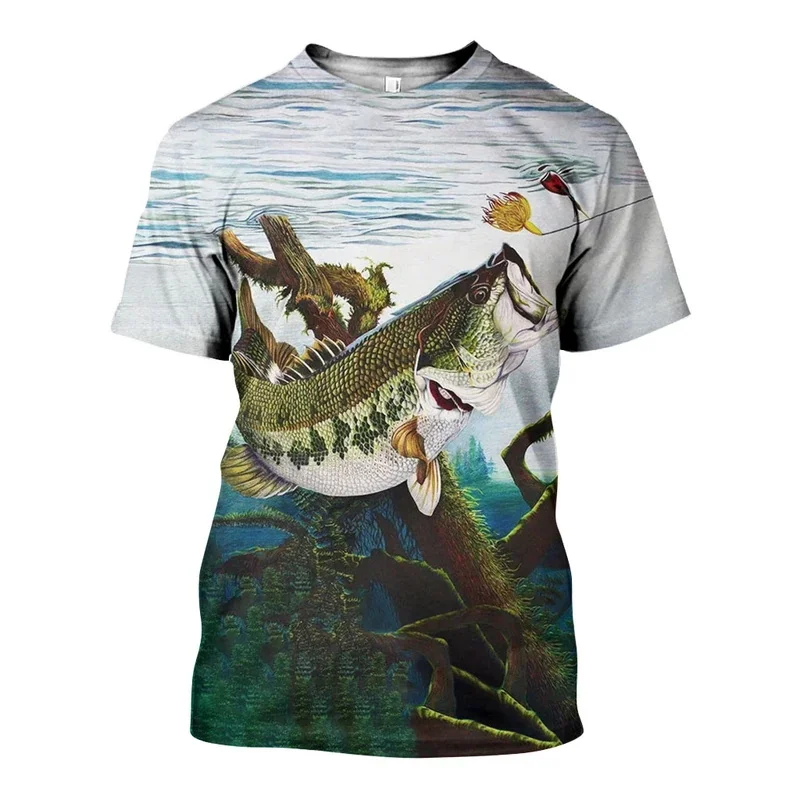 2025 verano moda hombres camiseta 3D impreso hermoso patrón pesca camisetas Unisex Harajuku camisa de manga corta Casual tops - imagen 4
