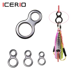 Icerio100 Uds. Conector de señuelo de plantilla de acero inoxidable, 8 anillos en forma, gancho de asistencia, anillo de conexión para accesorios de pesca en agua salada L M S