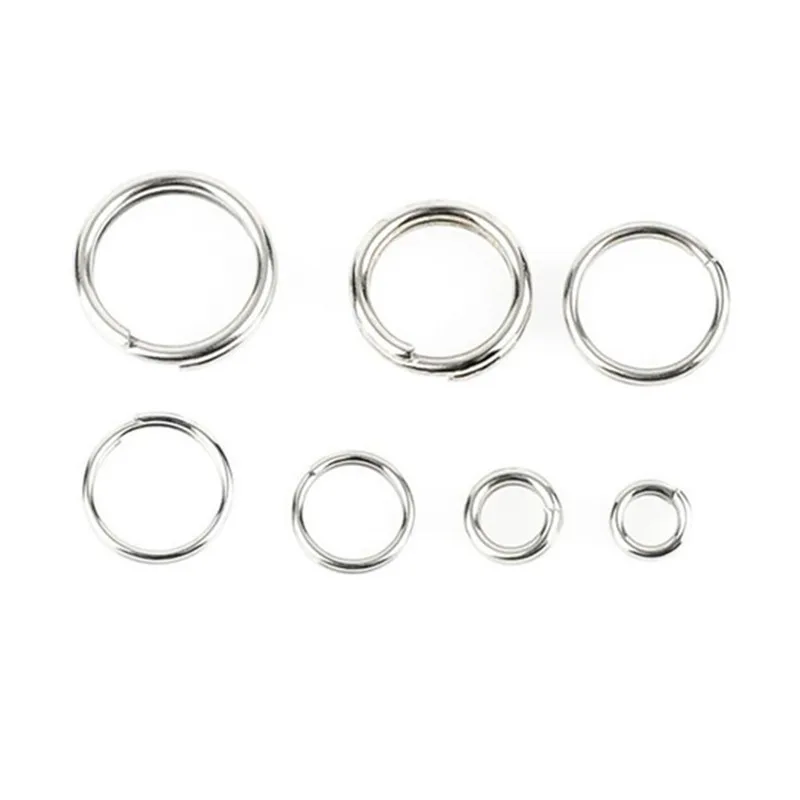 4/5/6/7/8/9/10mm 500 Uds. Anillos divididos de pesca de acero inoxidable de alta resistencia señuelo anillo sólido bucle para Kit de conectores de cebo de manivela en blanco - imagen 5