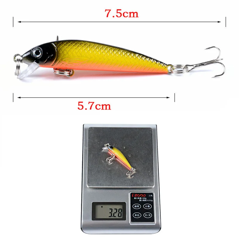 Señuelos de Pesca duros Minnow de 57mm y 3,5g, isca Wobblers flotantes, cebo Artificial, Crankbait, Lucio, aparejos de pesca, 1 ud.