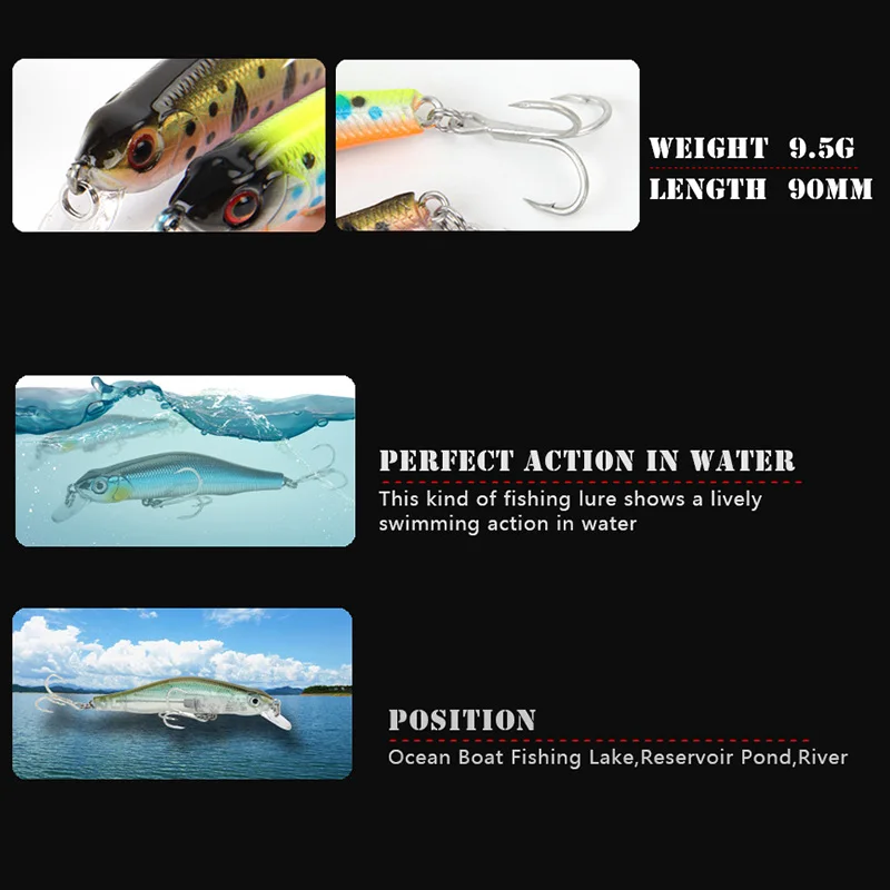 1 unids/lote de señuelos de pesca de pececillos de alta calidad, 9,2 cm, 8,5g, ojos 3D, crankbait, cebo duro, aparejos de pesca wobbler, todo para la pesca - imagen 5