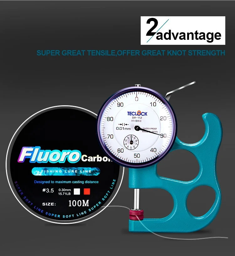 FLYSAND-sedal de pesca de 100M, hilo de fibra de carbono, monofilamento, revestimiento de fluorocarbono, 4.13LB-34.32LB - imagen 3