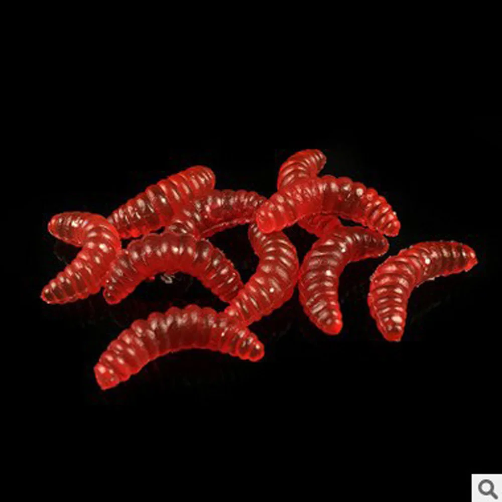 Señuelo de pesca suave maggot Grub, anzuelos de gusano, cebo de proteína artificial realista de 2cm y 0,4g, cebos de gusanos, camarones brillantes, señuelos de pescado, 50 unids/lote - imagen 4
