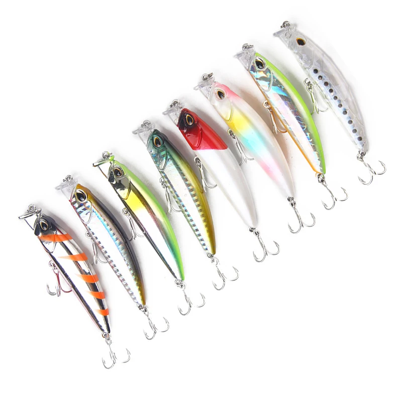 Señuelos de Pesca coloridos de 8cm y 10g, Topwater Crankbait, cebo duro Artificial para lubina, carpa, aparejos de Pesca en el mar - imagen 2